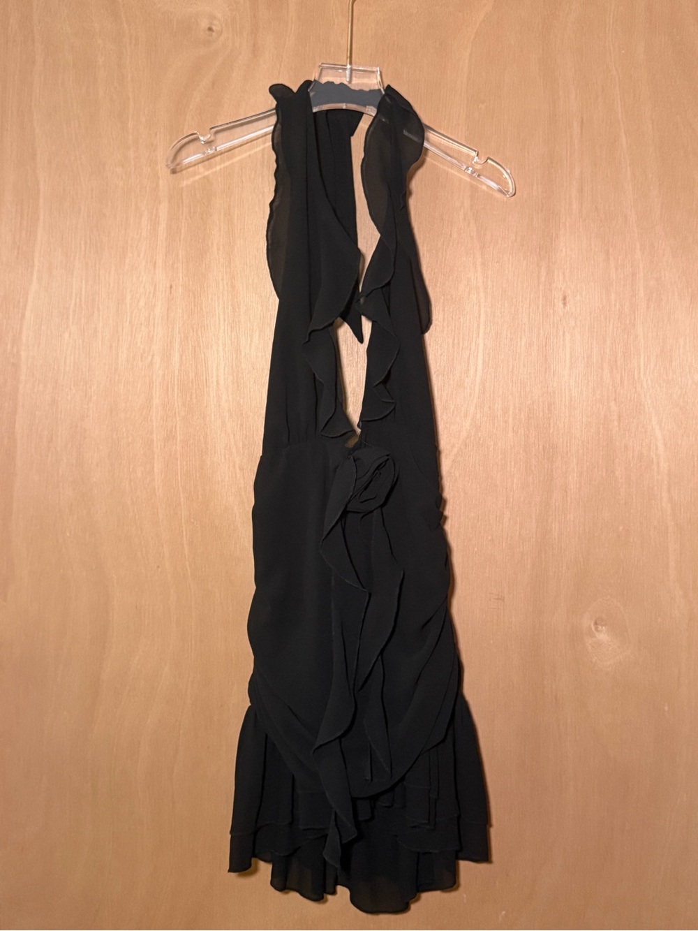 Peppermayo Black Ruffle Tie-Front Mini Dress - Picture 2 of 6
